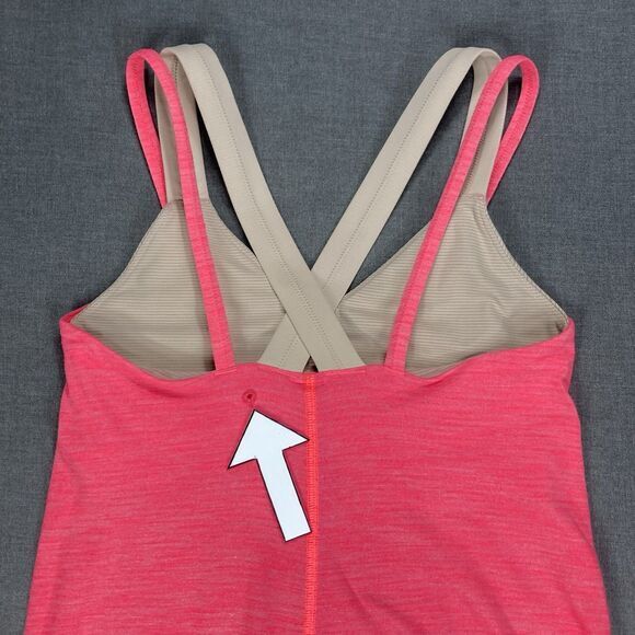 Lululemon Tank Top Women 4 Coral Run For Gold Built In Bra Athletic Run Yoga Gym - Picture 12 of 13